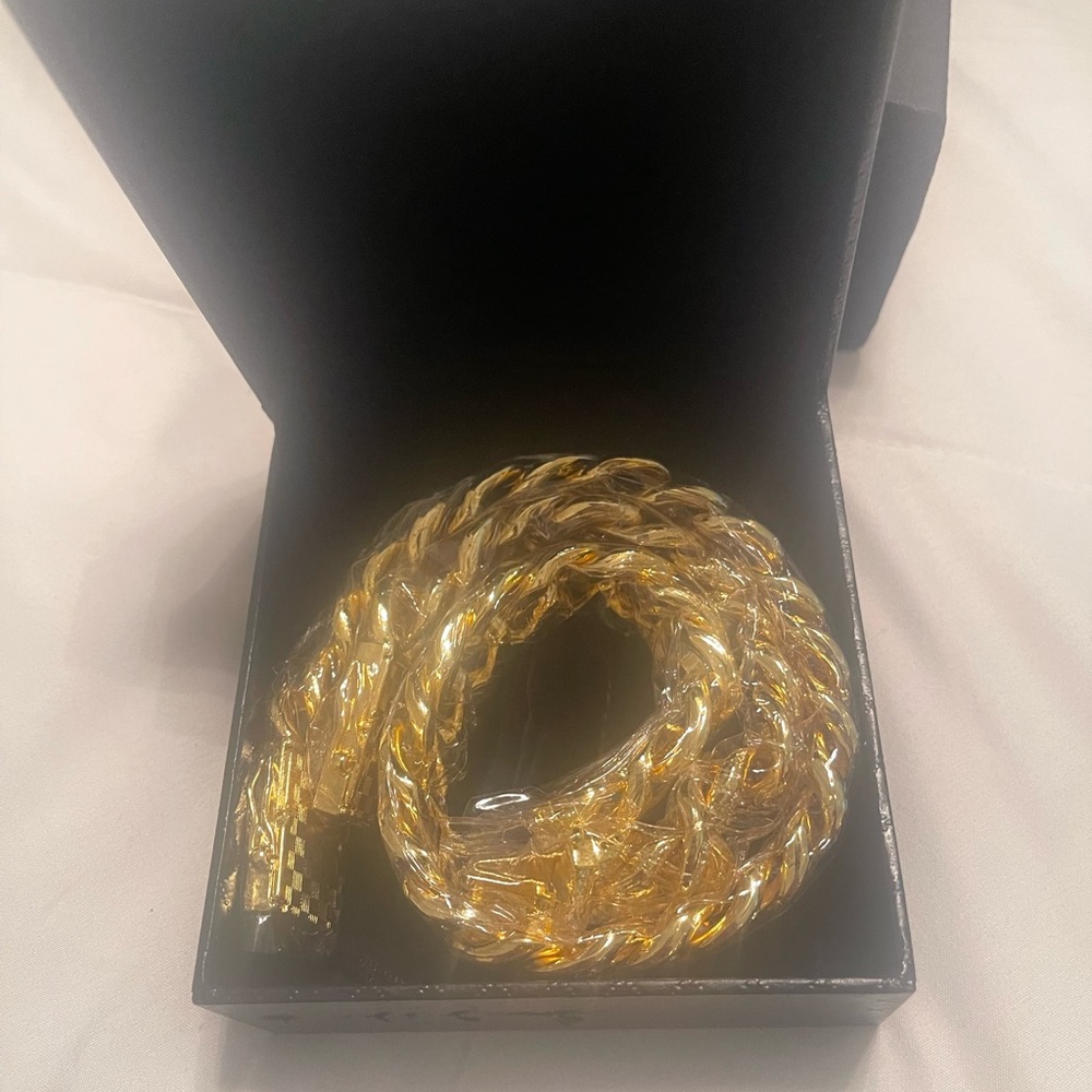 New Gold Cuban Link Necklace 16” and Bracelet Set 7”